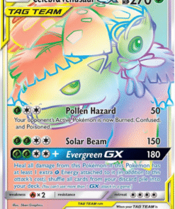 2019 Pokemon Sun & Moon Celebi & Venusaur GX 182/181 Secret Rare Rainbow Holo NM